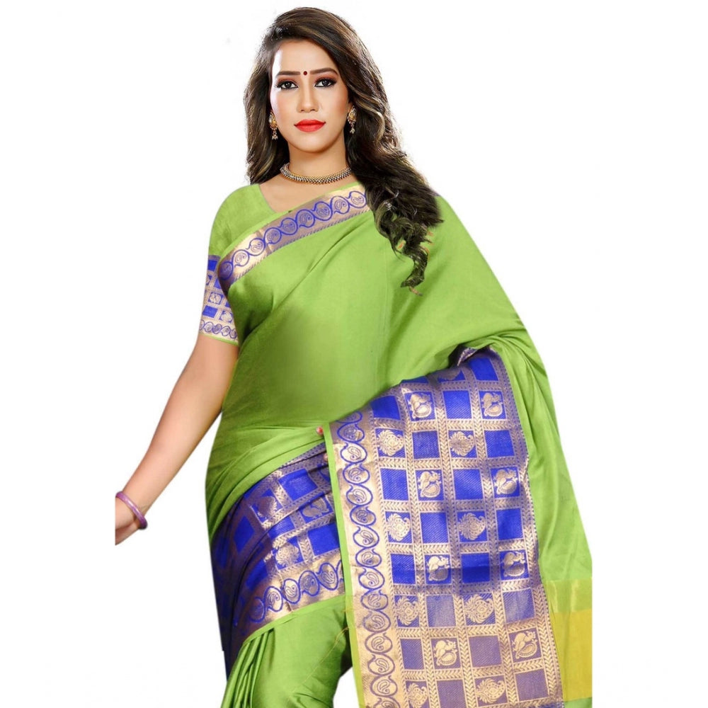 Generic Women's Jacquard Woven Saree With Unstitched Blouse 5.5Mtr (Green)