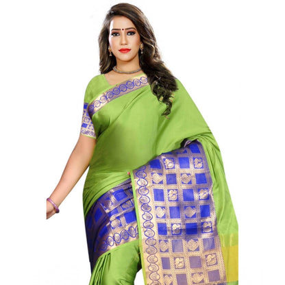 Generic Women's Jacquard Woven Saree With Unstitched Blouse 5.5Mtr (Green)