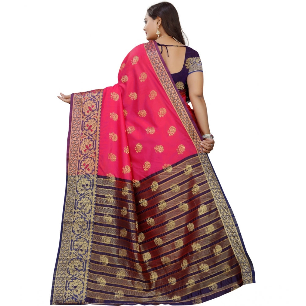 Generic Women's Silk Blend Woven Saree With Unstitched Blouse 5.5Mtr (Multicolor)