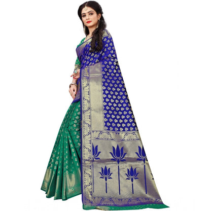 Generic Women's Jacquard Woven Saree With Unstitched Blouse 5.5Mtr (Green)