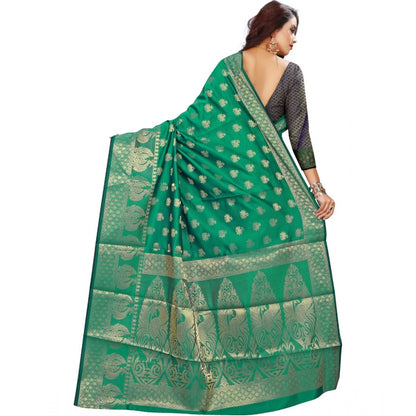 Generic Women's Jacquard Woven Saree With Unstitched Blouse 5.5Mtr (Green)