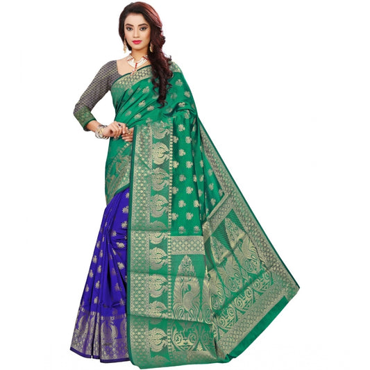 Generic Women's Jacquard Woven Saree With Unstitched Blouse 5.5Mtr (Green)