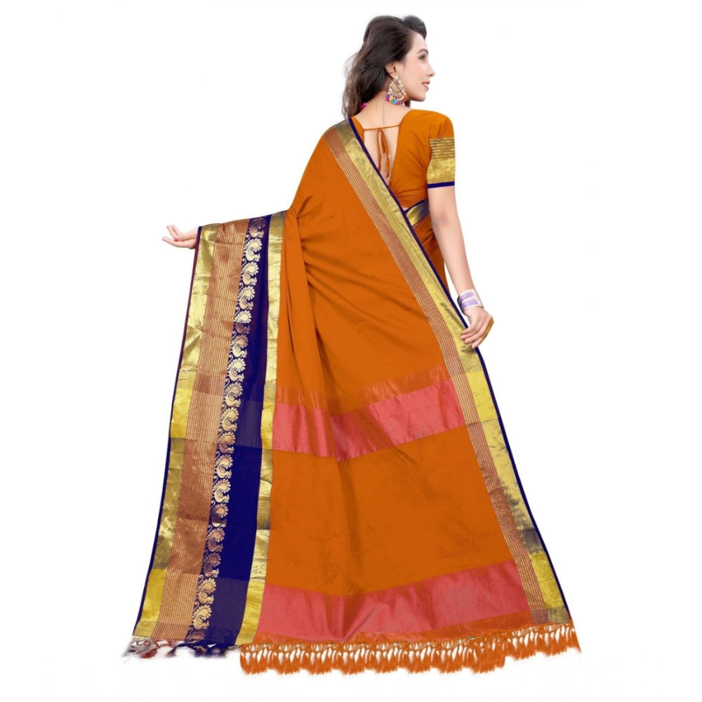 Generic Women's Jacquard Woven Saree With Unstitched Blouse 5.5Mtr (Multicolor)