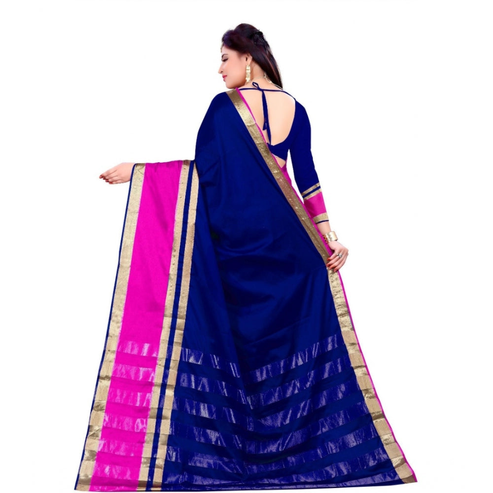 Generic Women's Jacquard Woven Saree With Unstitched Blouse 5.5Mtr (Blue)