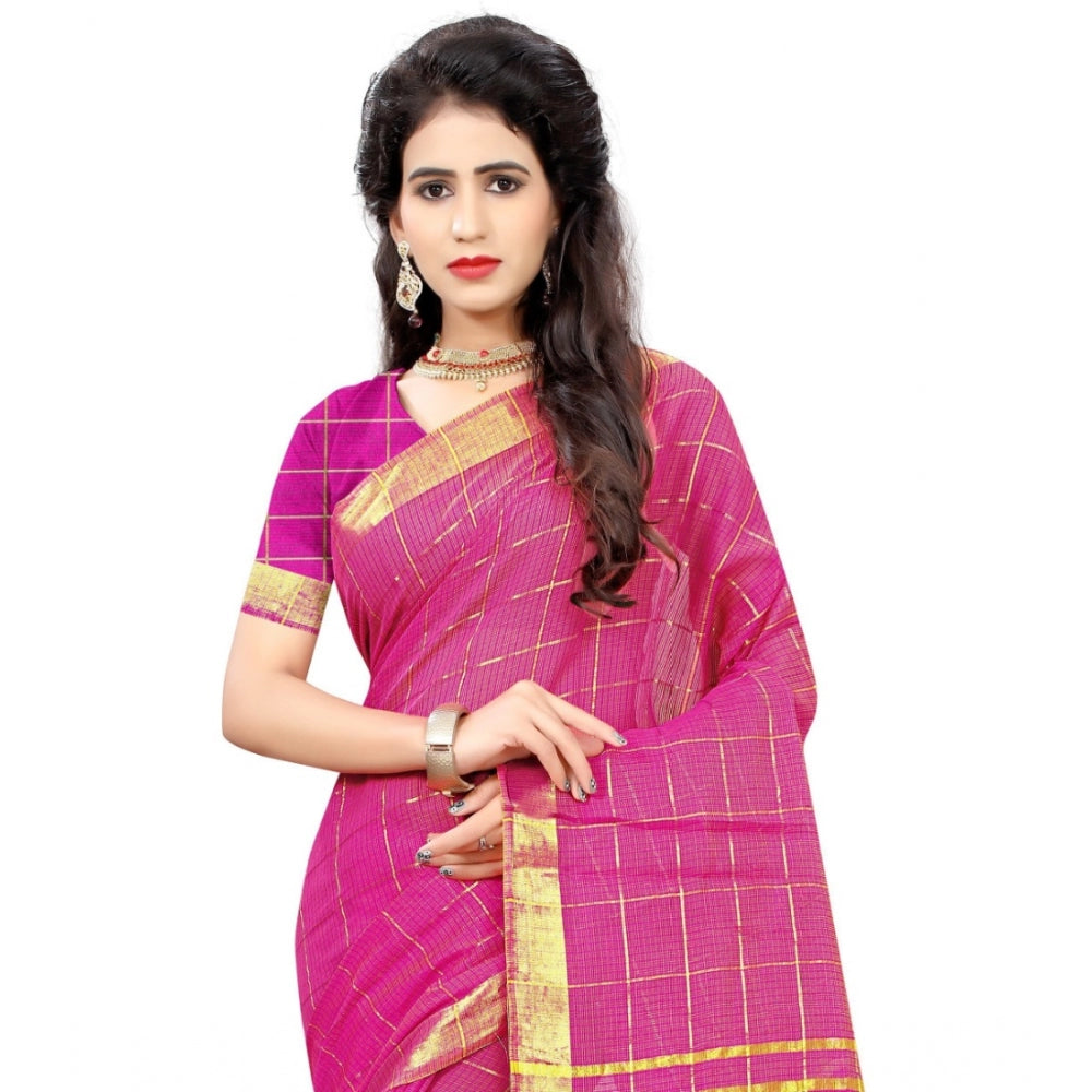 Generic Women's Jacquard Woven Saree With Unstitched Blouse 5.5Mtr (Pink)