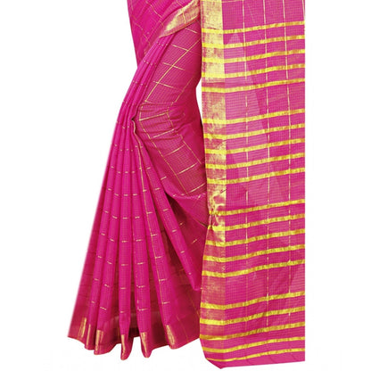 Generic Women's Jacquard Woven Saree With Unstitched Blouse 5.5Mtr (Pink)