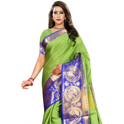 Generic Women's Jacquard Woven Saree With Unstitched Blouse 5.5Mtr (Green)