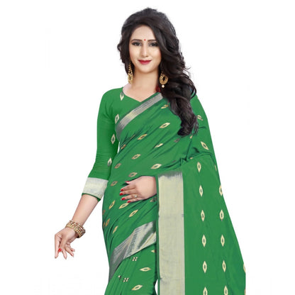 Generic Women's Silk Blend Woven Saree With Unstitched Blouse 5.5Mtr (Green)