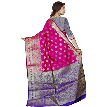 Generic Women's Jacquard Woven Saree With Unstitched Blouse 5.5Mtr (Magenta)