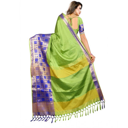 Generic Women's Jacquard Woven Saree With Unstitched Blouse 5.5Mtr (Green)