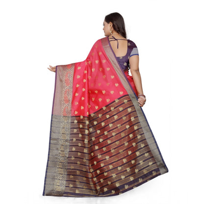 Generic Women's Jacquard Woven Saree With Unstitched Blouse 5.5Mtr (Multicolor)