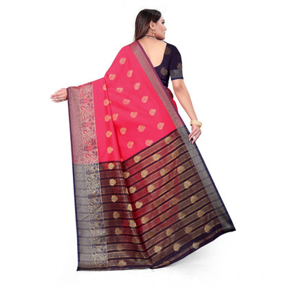 Generic Women's Silk Blend Woven Saree With Unstitched Blouse 5.5Mtr (Multicolor)