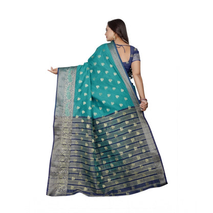 Generic Women's Jacquard Woven Saree With Unstitched Blouse 5.5Mtr (Green)