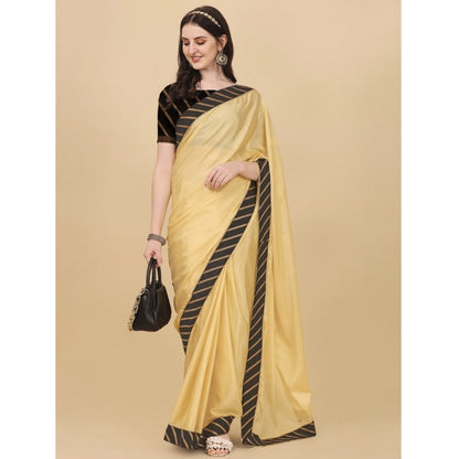 Generic Women's Chiffon Self Design Saree With Unstitched Blouse 5.5Mtr (Yellow)