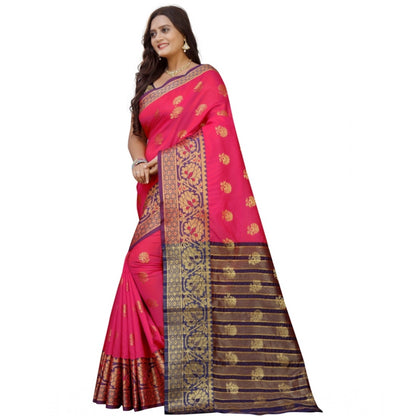 Generic Women's Silk Blend Woven Saree With Unstitched Blouse 5.5Mtr (Multicolor)