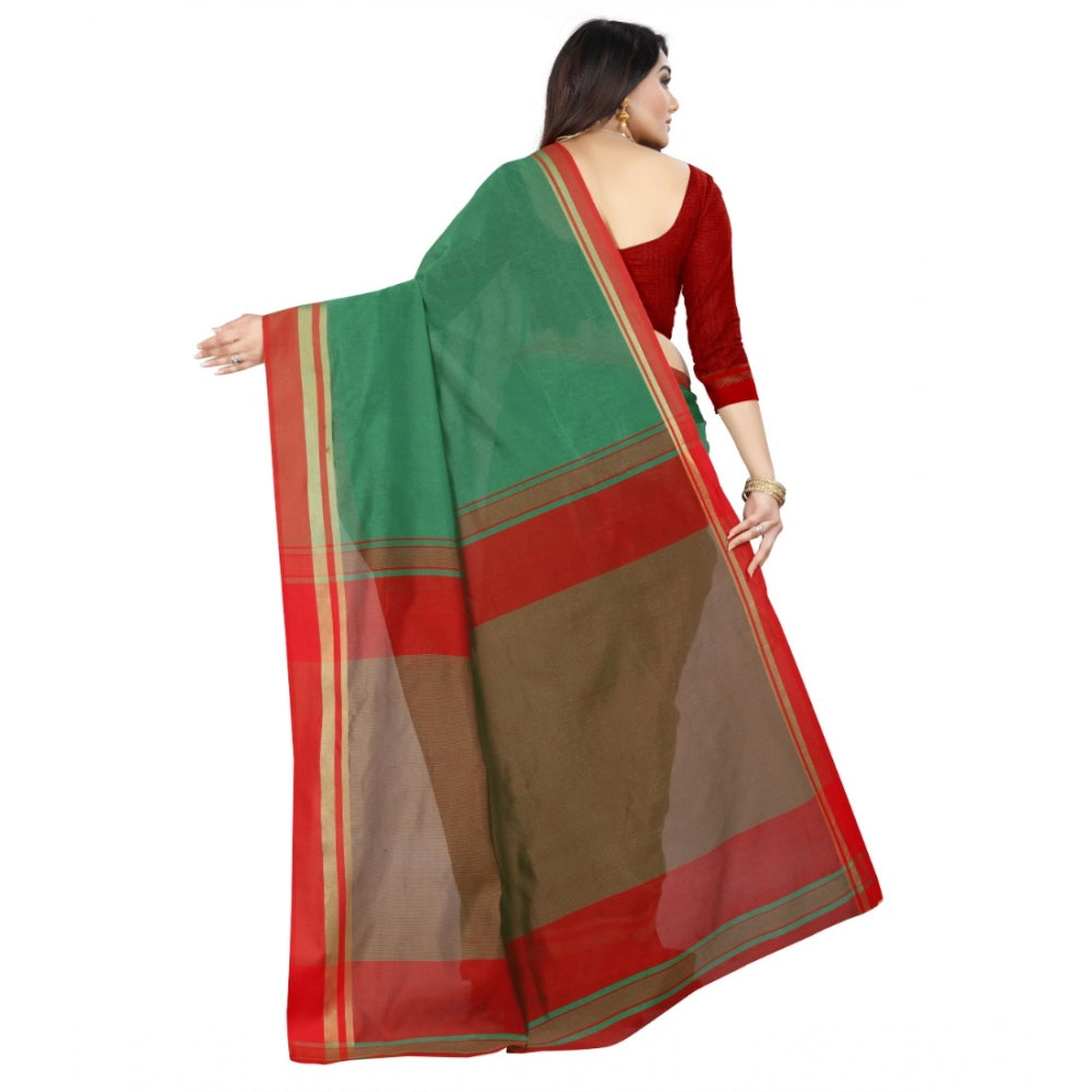 Generic Women's Silk Blend Woven Saree With Unstitched Blouse 5.5Mtr (Green)