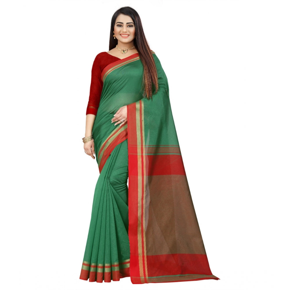 Generic Women's Silk Blend Woven Saree With Unstitched Blouse 5.5Mtr (Green)