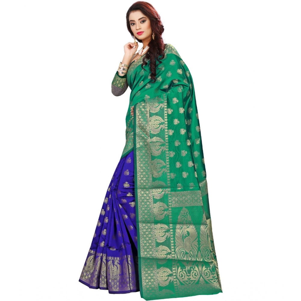 Generic Women's Jacquard Woven Saree With Unstitched Blouse 5.5Mtr (Green)