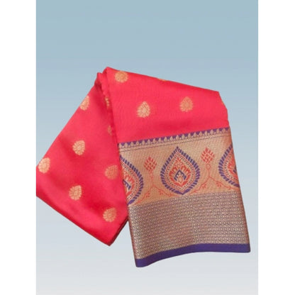 Generic Women's Silk Blend Woven Saree With Unstitched Blouse 5.5Mtr (Red)