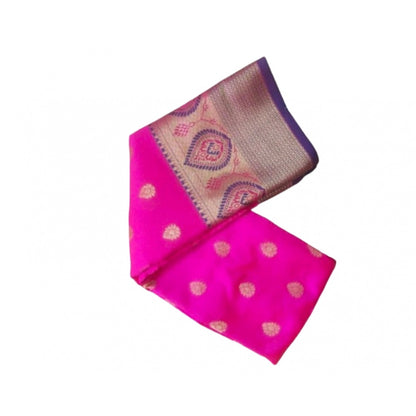 Generic Women's Silk Blend Woven Saree With Unstitched Blouse 5.5Mtr (Pink)