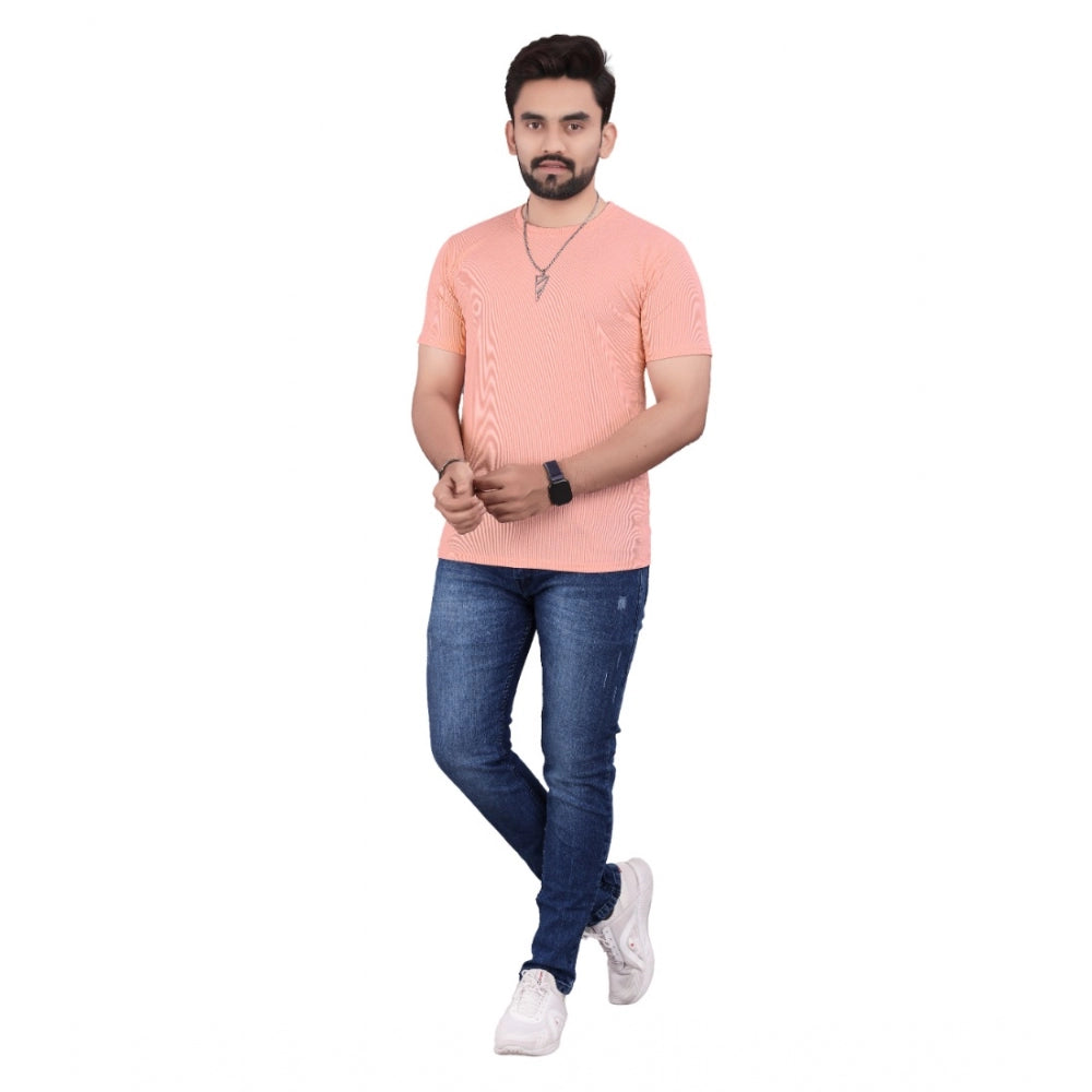 Generic Men's Casual Half Sleeve Cotton Round Neck T.Shirt (Peach)