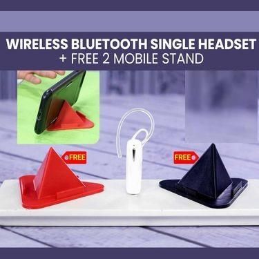 Wireless Bluetooth Single Headset With Free 2 Mobile Stands PRODUCT CODE(OS0008479)