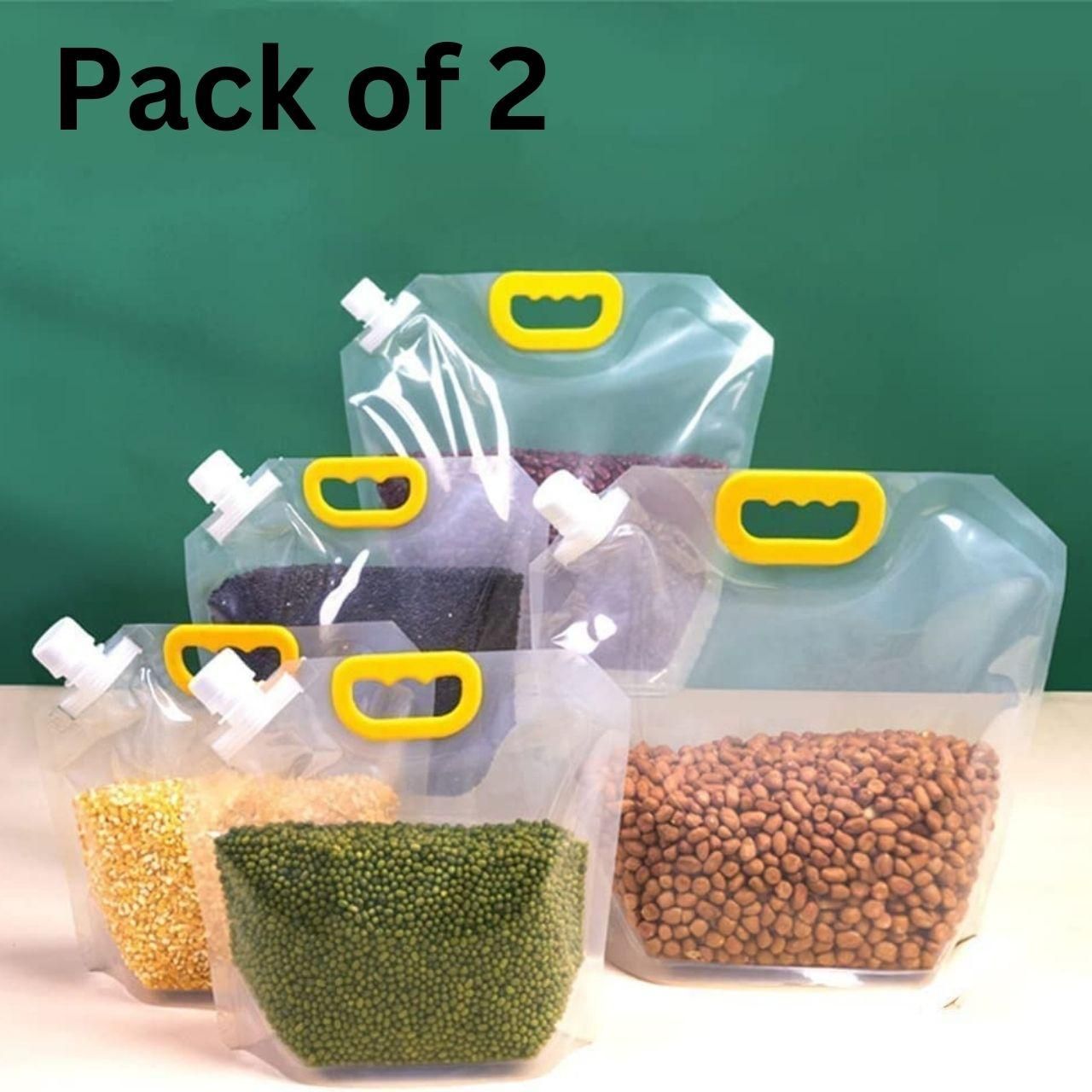 OS Plastic 2 Pcs (1 L) Reusable Grain Moisture Proof Sealed Bag Grain Storage Tank PRODUCT CODE (OS0004750)