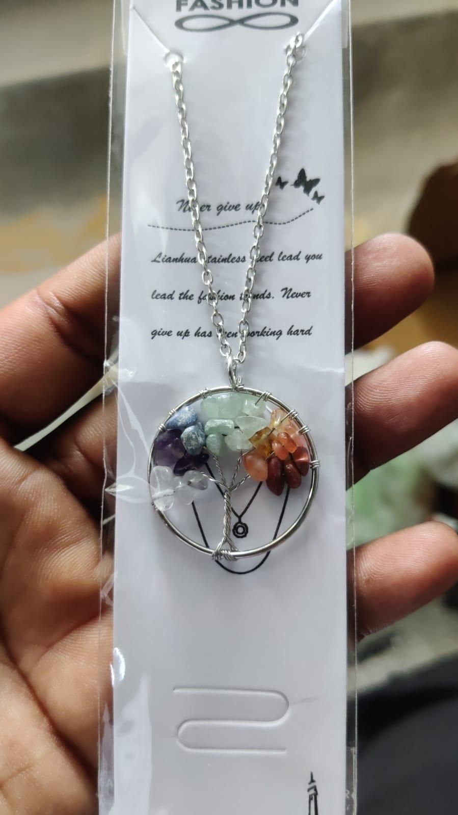 OS Handmade Bohemian Tree of Life Wire Quartz Stone Necklace PRODUCT CODE(OS0006203)