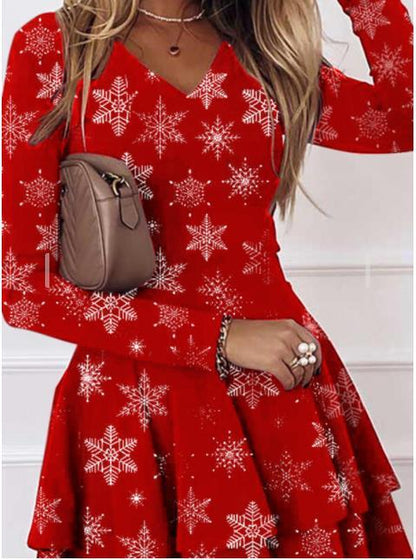 Fashion Women's Printed Slim Sexy Long Sleeve Dress