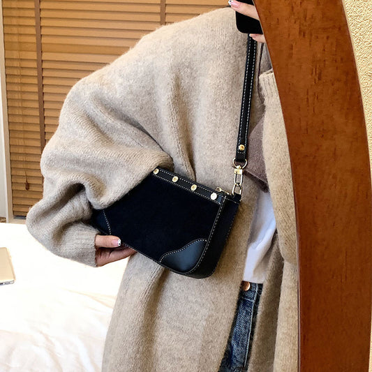 Frosted Color-blocking PU Small Square Long Zipper One-shoulder Messenger Bag