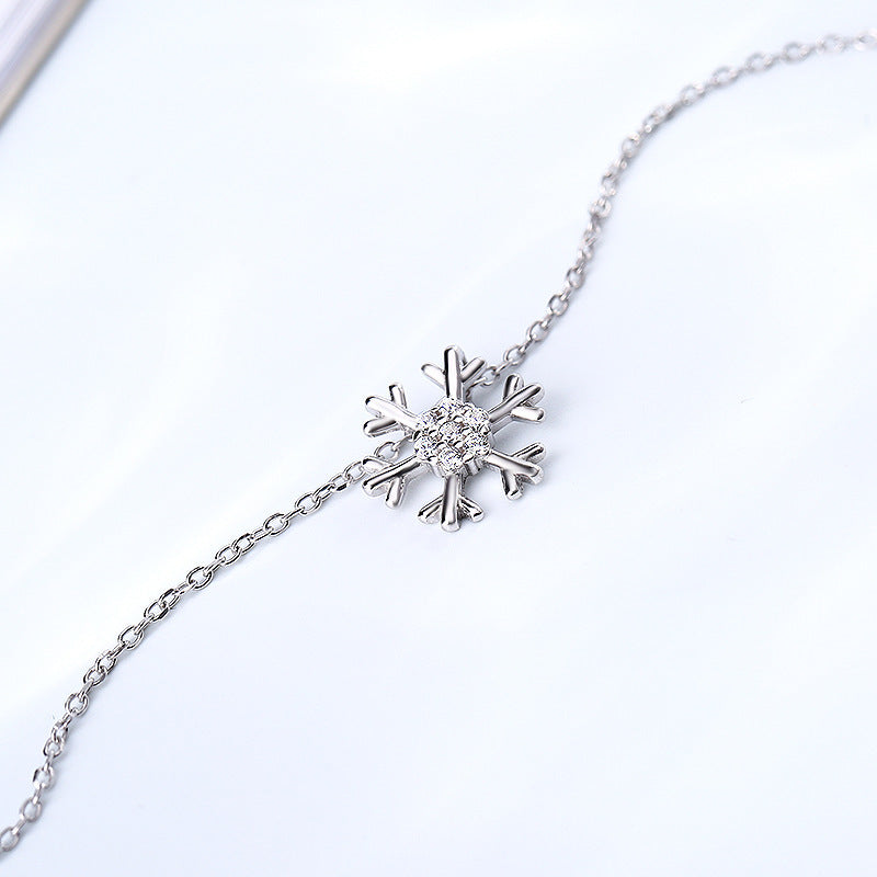 Snowflake Necklace Female Clavicle Chain Sterling Silver