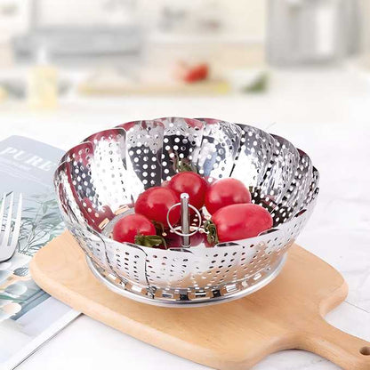 OS Stainless Steel Steamer basket for Veggie/Seafood with Safety Tool PRODUCT CODE (OS0004754)