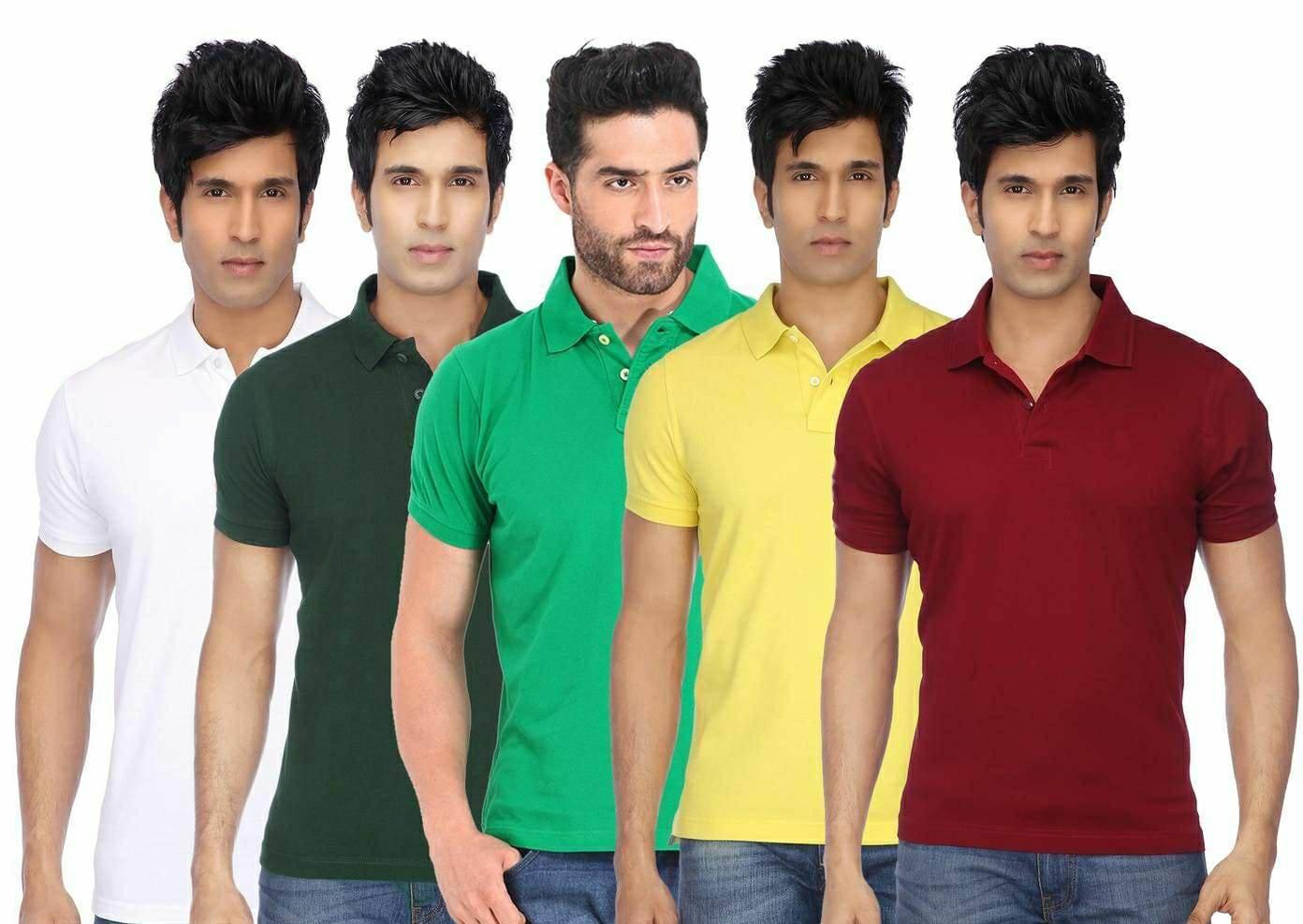 OS Poly Cotton Solid Half Sleeves Mens Polo T-shirt (Pack of 5) PRODUCT CODE (OS0005515)