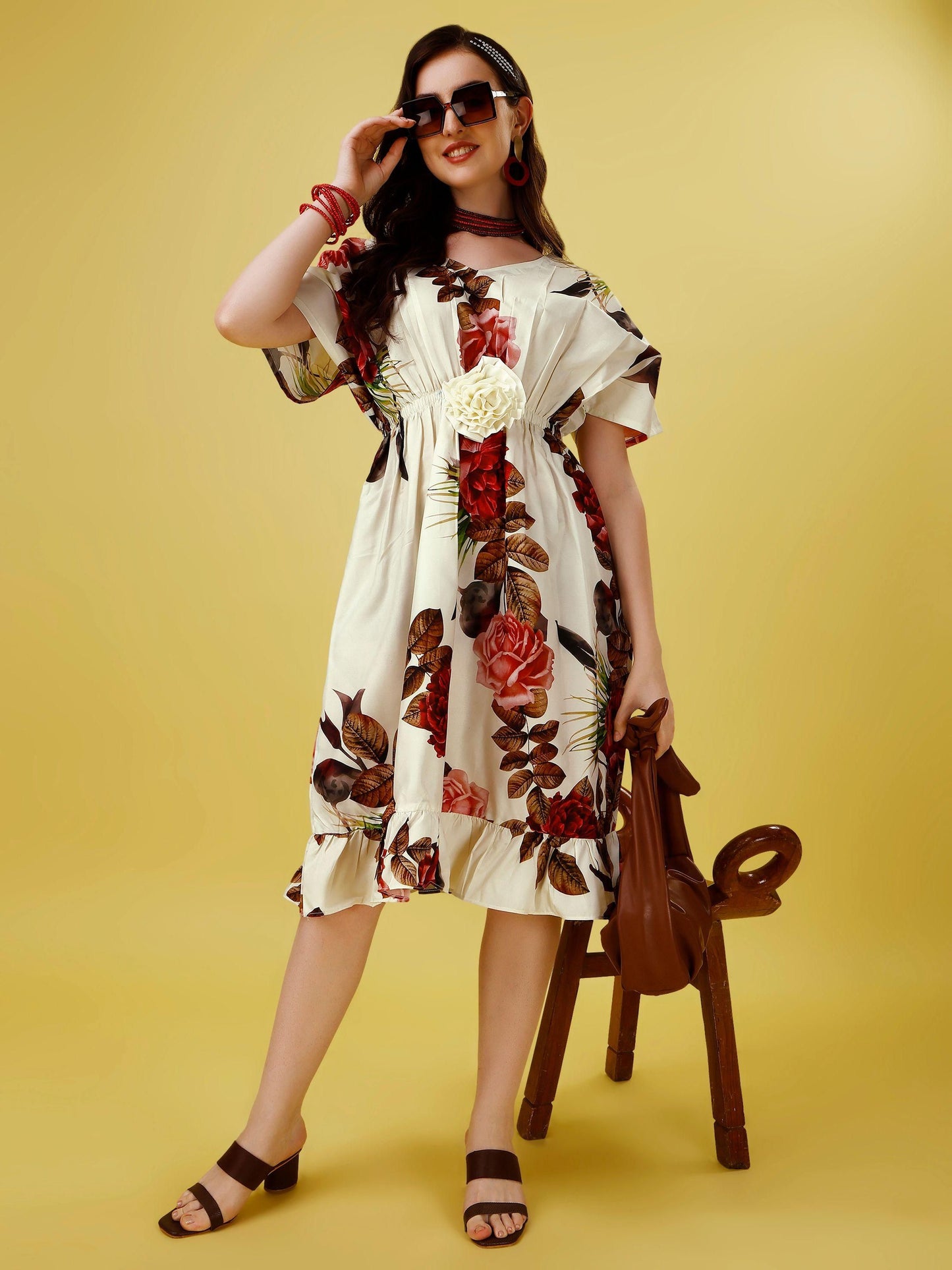 OS Plus Size Women's Crepe Floral Print Flared Midi Dress PRODUCT CODE (OS0010024)