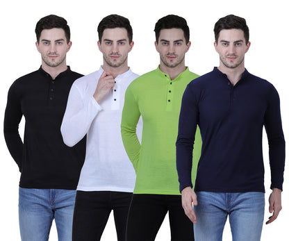 OS Cotton Blend Full Sleeves Trendy Tshirt For Men's (Pack of 4) PRODUCT CODE (OS0005513)