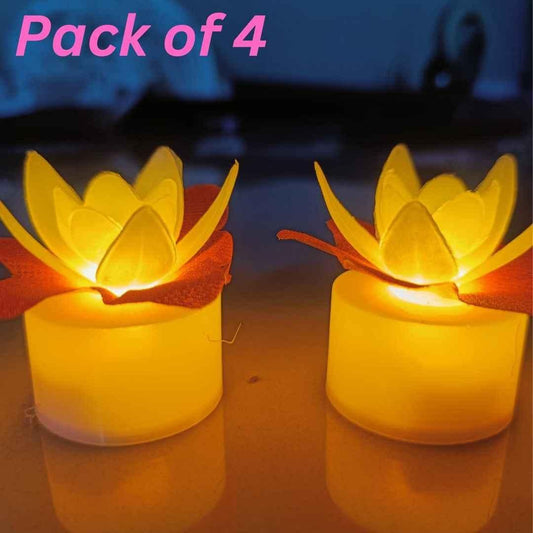 OS Decoration Candles/Led Diwali Decor Lotus Flower Candle (4 Pcs) PRODUCT CODE (OS0004729)