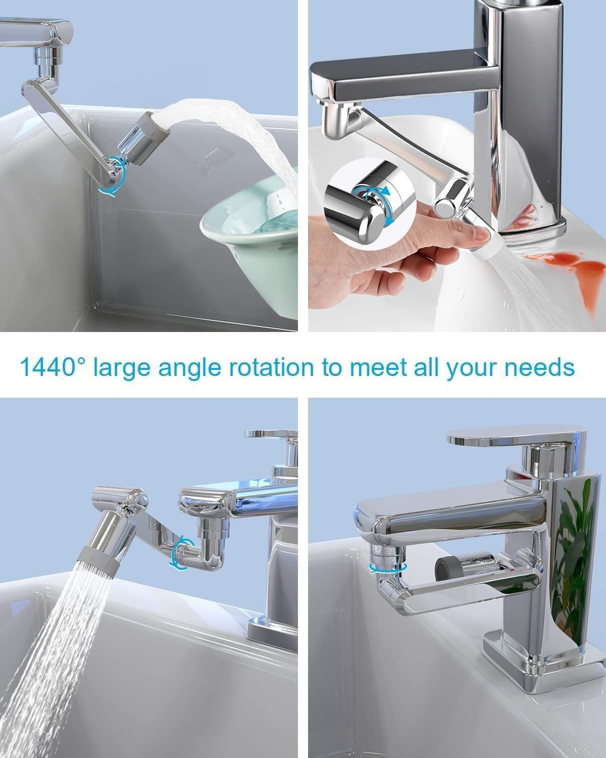 OS Rotating Faucet Extender Aerator, Universal Splash Filter Faucet, Large Angle Rotating Splash Filter Faucet Extender Aerator  with 2 Water Outlet Modes, Sink Sprayer (All Plastic) PRODUCT CODE (OS0004686)