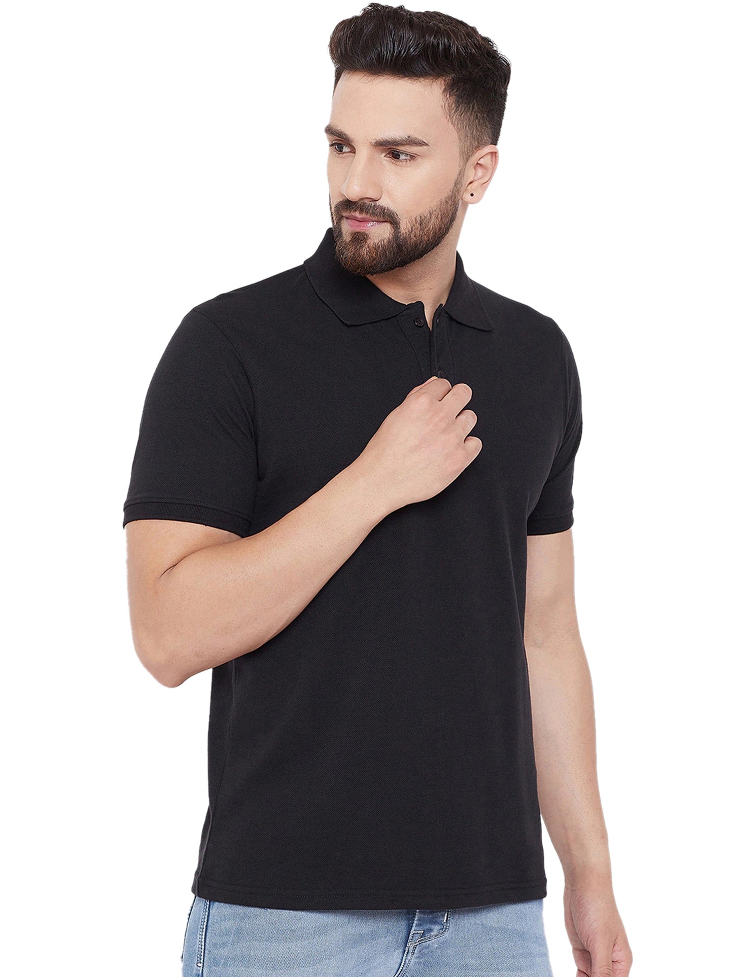 OS Cotton Blend Solid Half Sleeves Mens Polo Neck T-Shirt (Pack of 4) PRODUCT CODE (OS0005007)