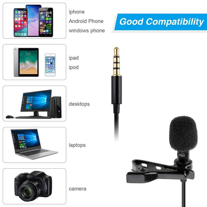 Dynamic Lapel Collar USB Omnidirectional Mic Voice Recording Lavalier Microphone For Singing YouTube, Black PRODUCT CODE(OS0008514)