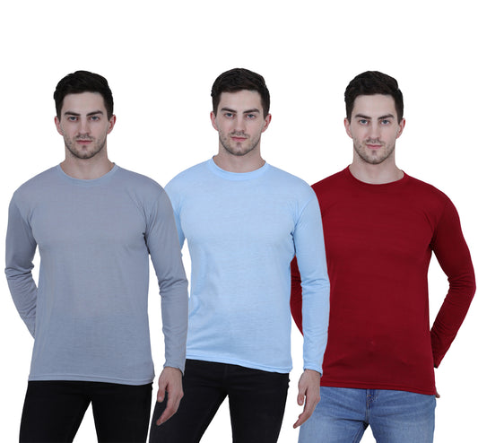 OS Men's Cotton Round Neck Full Sleeves Stylish Tshirt (Pack of 3) PRODUCT CODE (OS005509)