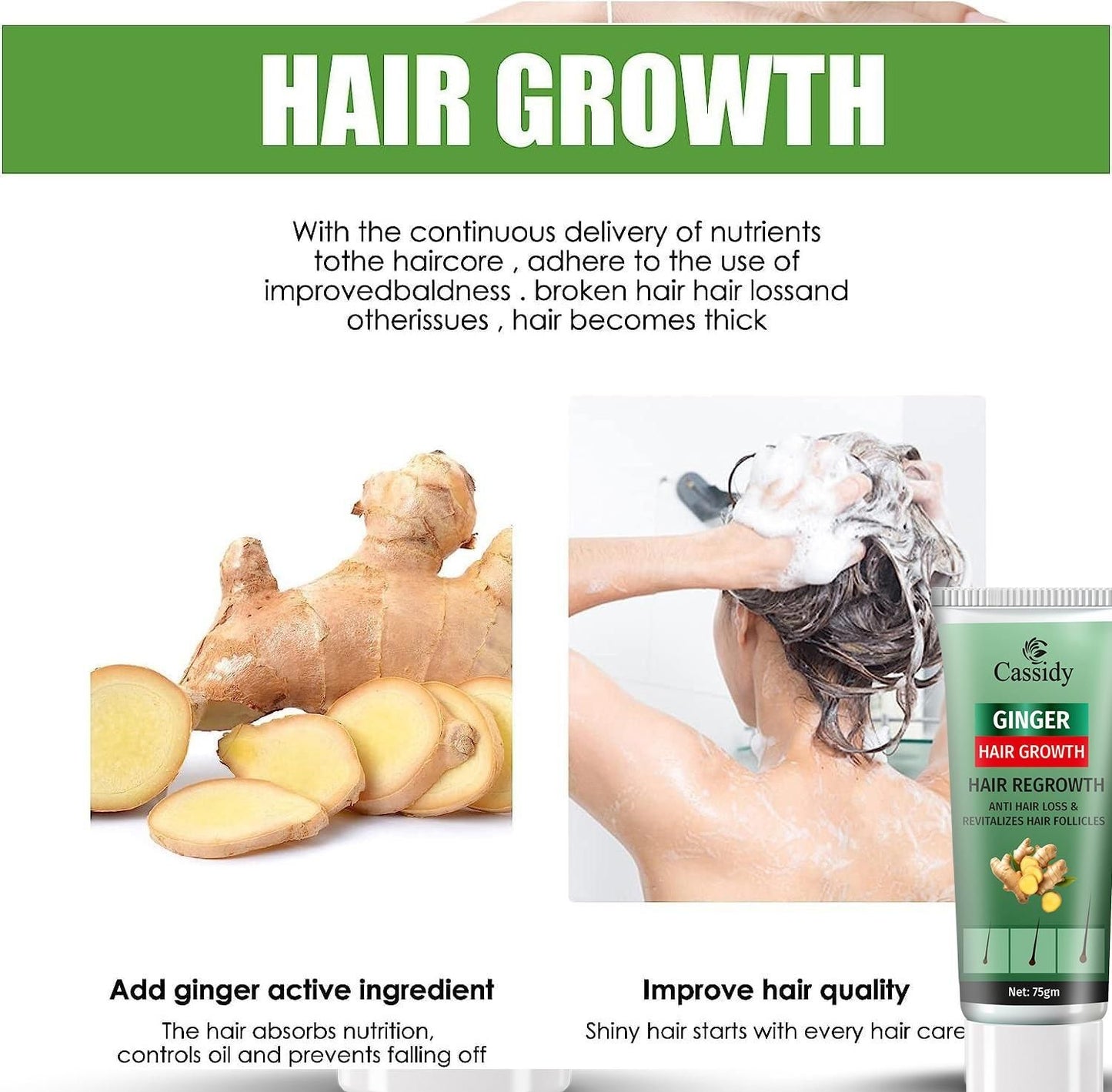 CASSIDY Ginger Hair Growth, Anti Hair Loss Treatment, 75gm (Pack of 2) PRODUCT CODE(OS0008539)