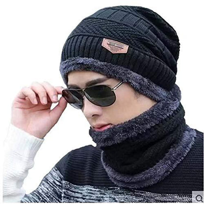 OS Winter Knit Neck Warmer Scarf and Set Skull Cap for Men Women Winter Cap for 2 Piece Combo Pack PRODUCT CODE (OS0010059)