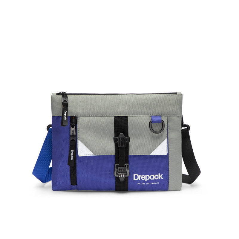 Mens Color Block Techwear Messenger Bag with Reflective Detail