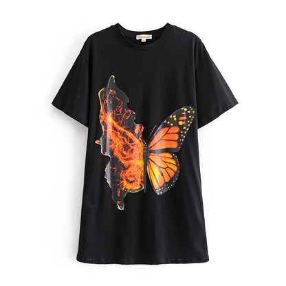 Spring And Summer New Fashion Style Simple Slim Ladies Printed T-shirt