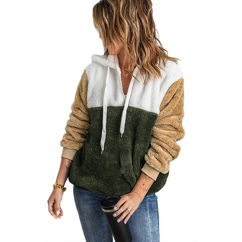 Women's Long-sleeved Thickened Hooded Sweater With Pockets