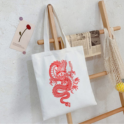 Dragon Print Canvas Bag Personality Creative One Shoulder Student Fashion