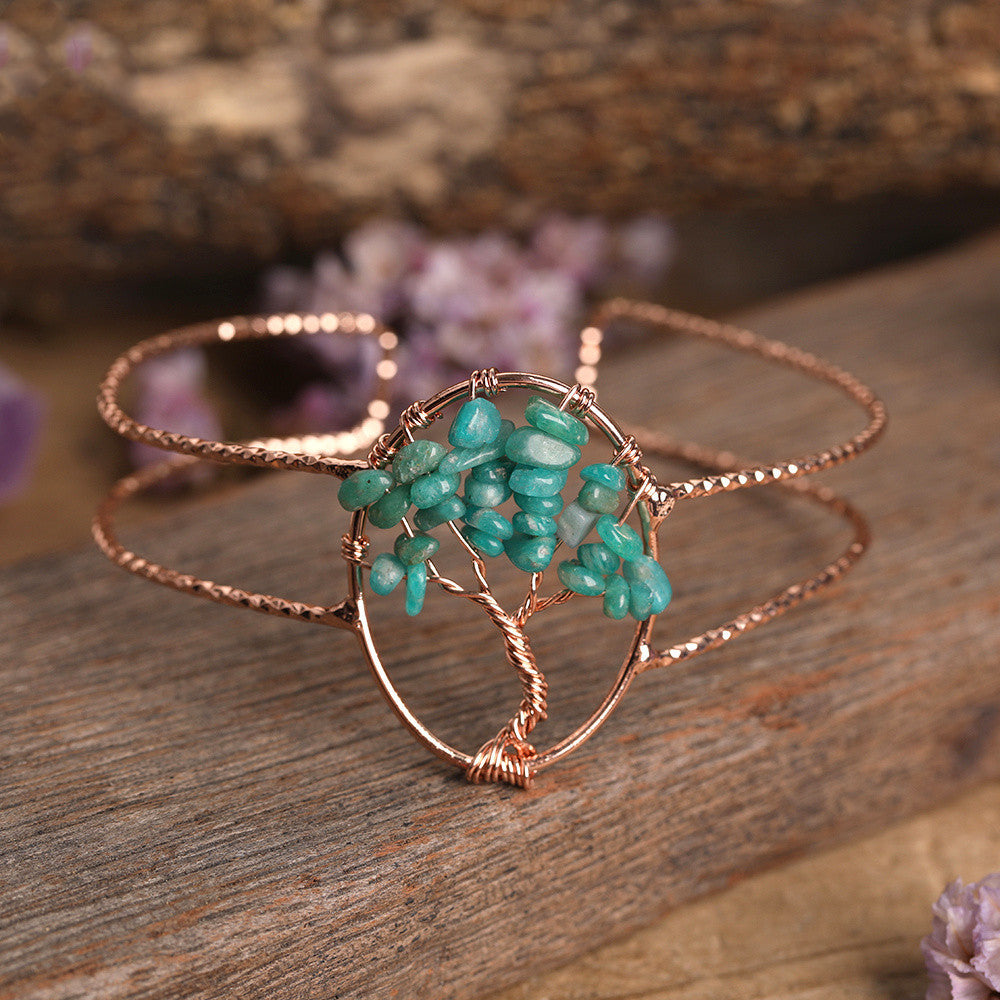 Ladies Rose Gold Copper Wire Wound Natural Turquoise