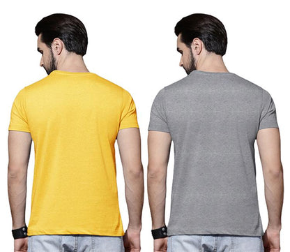 GMG Cotton Solid Half Sleeves Mens Round Neck T-Shirt Pack Of 2 PRODUCT CODE(GMG0005115)