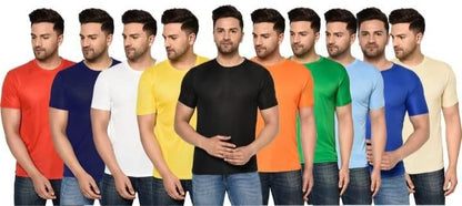 OS Pack of 10 Half Sleeves Round Neck T-shirts with Free Digital Watch PRODUCT CODE(OS0008491)