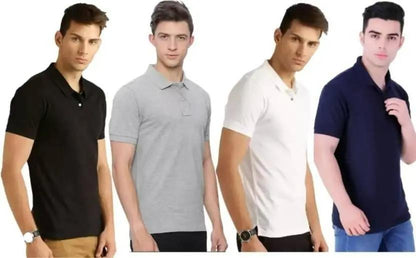 OS Poly Matte Solid Half Sleeves Mens Polo T-Shirt Pack Of 4 PRODUCT CODE (OS0005624)